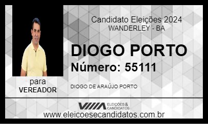 Candidato DIOGO PORTO 2024 - WANDERLEY - Eleições