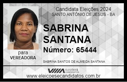 Candidato SABRINA SANTANA 2024 - SANTO ANTÔNIO DE JESUS - Eleições