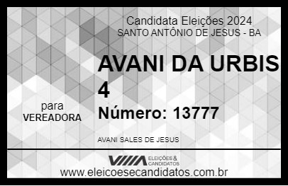 Candidato AVANI DA URBIS 4 2024 - SANTO ANTÔNIO DE JESUS - Eleições