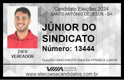 Candidato JÚNIOR DO SINDICATO 2024 - SANTO ANTÔNIO DE JESUS - Eleições