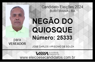 Candidato NEGÃO DO QUIOSQUE 2024 - BURITIRAMA - Eleições