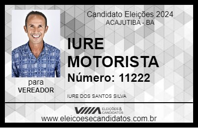 Candidato IURE MOTORISTA 2024 - ACAJUTIBA - Eleições