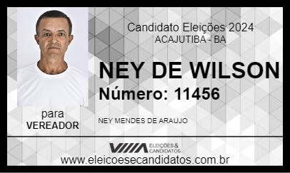 Candidato NEY DE WILSON 2024 - ACAJUTIBA - Eleições