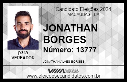 Candidato JONATHAN BORGES 2024 - MACAÚBAS - Eleições