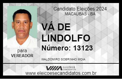 Candidato VÁ DE LINDOLFO 2024 - MACAÚBAS - Eleições