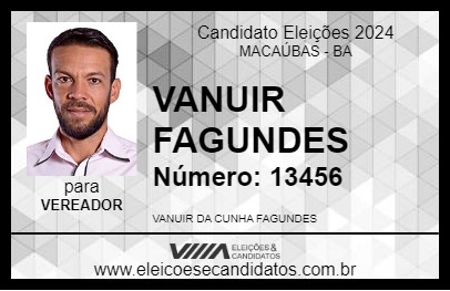 Candidato VANUIR FAGUNDES 2024 - MACAÚBAS - Eleições