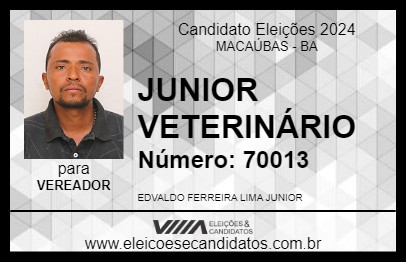 Candidato JUNIOR VETERINÁRIO 2024 - MACAÚBAS - Eleições