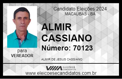 Candidato ALMIR CASSIANO 2024 - MACAÚBAS - Eleições