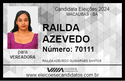 Candidato RAILDA AZEVEDO 2024 - MACAÚBAS - Eleições