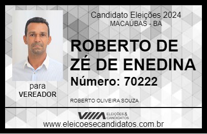 Candidato ROBERTO DE ZÉ DE ENEDINA 2024 - MACAÚBAS - Eleições