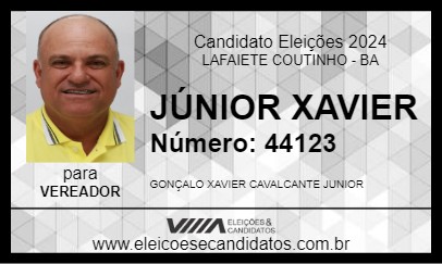 Candidato JÚNIOR XAVIER 2024 - LAFAIETE COUTINHO - Eleições