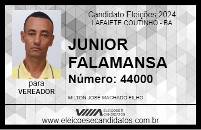 Candidato JUNIOR FALAMANSA 2024 - LAFAIETE COUTINHO - Eleições