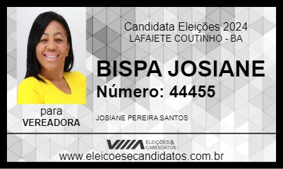 Candidato BISPA JOSIANE 2024 - LAFAIETE COUTINHO - Eleições