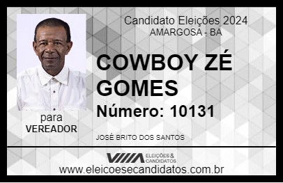 Candidato COWBOY ZÉ GOMES  2024 - AMARGOSA - Eleições