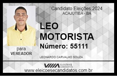 Candidato LEO MOTORISTA 2024 - ACAJUTIBA - Eleições