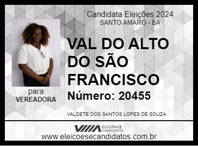 Candidato VAL DO ALTO DO SÃO FRANCISCO 2024 - SANTO AMARO - Eleições