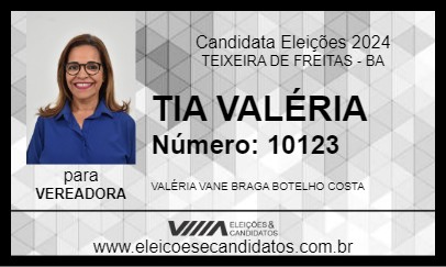 Candidato TIA VALÉRIA 2024 - TEIXEIRA DE FREITAS - Eleições