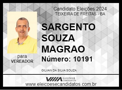 Candidato SARGENTO SOUZA MAGRAO 2024 - TEIXEIRA DE FREITAS - Eleições