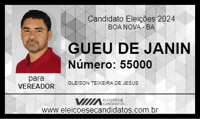 Candidato GUEU DE JANIN 2024 - BOA NOVA - Eleições