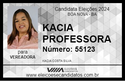 Candidato KACIA PROFESSORA 2024 - BOA NOVA - Eleições