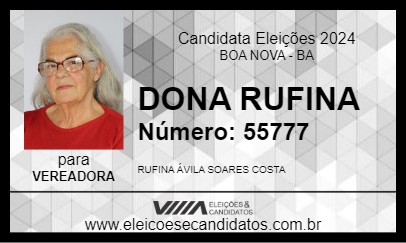 Candidato DONA RUFINA 2024 - BOA NOVA - Eleições