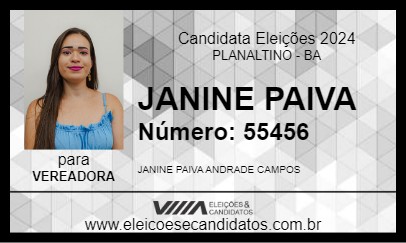 Candidato JANINE PAIVA 2024 - PLANALTINO - Eleições