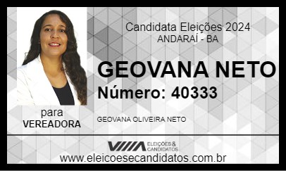 Candidato GEOVANA NETO 2024 - ANDARAÍ - Eleições