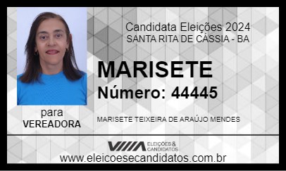 Candidato MARISETE 2024 - SANTA RITA DE CÁSSIA - Eleições