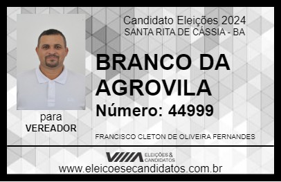 Candidato BRANCO DA AGROVILA 2024 - SANTA RITA DE CÁSSIA - Eleições