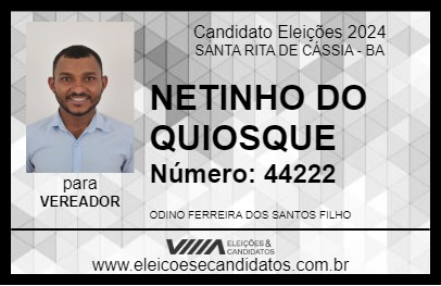 Candidato NETINHO DO QUIOSQUE 2024 - SANTA RITA DE CÁSSIA - Eleições