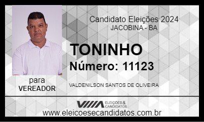 Candidato TONINHO  2024 - JACOBINA - Eleições