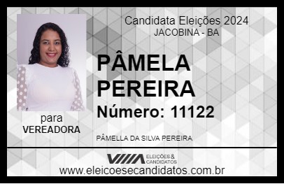 Candidato PÂMELA PEREIRA 2024 - JACOBINA - Eleições