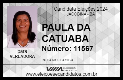 Candidato PAULA DA CATUABA  2024 - JACOBINA - Eleições