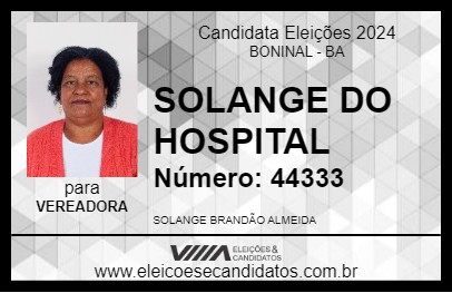 Candidato SOLANGE DO HOSPITAL 2024 - BONINAL - Eleições