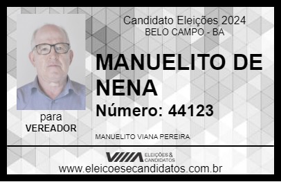 Candidato MANUELITO DE NENA 2024 - BELO CAMPO - Eleições