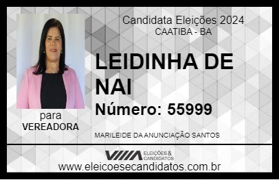 Candidato LEIDINHA DE NAI 2024 - CAATIBA - Eleições