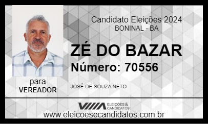 Candidato ZÉ DO BAZAR 2024 - BONINAL - Eleições