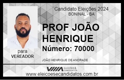 Candidato PROF JOÃO HENRIQUE 2024 - BONINAL - Eleições