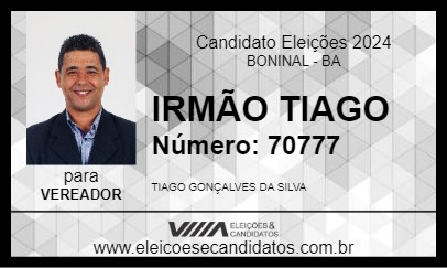 Candidato IRMÃO TIAGO 2024 - BONINAL - Eleições