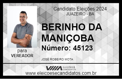 Candidato BERINHO DA MANIÇOBA 2024 - JUAZEIRO - Eleições