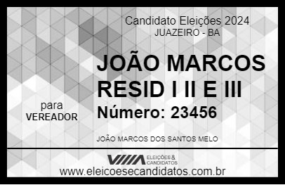 Candidato JOÃO MARCOS RESID I II E III 2024 - JUAZEIRO - Eleições