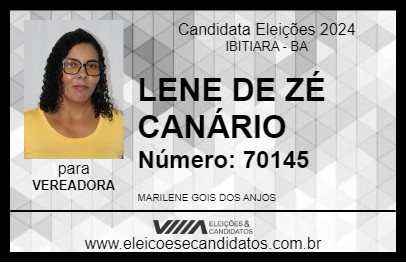 Candidato LENE DE ZÉ CANÁRIO 2024 - IBITIARA - Eleições