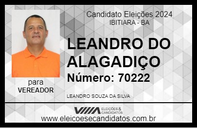 Candidato LEANDRO DO ALAGADIÇO 2024 - IBITIARA - Eleições