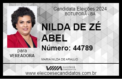 Candidato NILDA DE ZÉ ABEL 2024 - BOTUPORÃ - Eleições