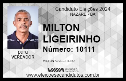 Candidato MILTON LIGEIRINHO 2024 - NAZARÉ - Eleições