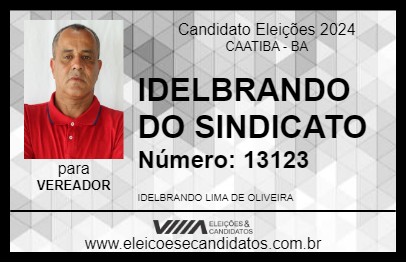 Candidato IDELBRANDO DO SINDICATO 2024 - CAATIBA - Eleições