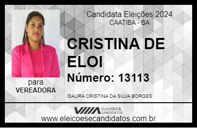 Candidato CRISTINA DE ELOI 2024 - CAATIBA - Eleições