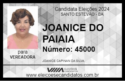 Candidato JOANICE DO PAIAIA 2024 - SANTO ESTEVÃO - Eleições