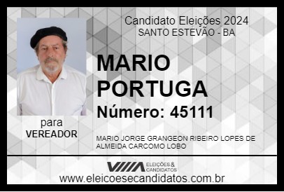 Candidato MARIO PORTUGA 2024 - SANTO ESTEVÃO - Eleições