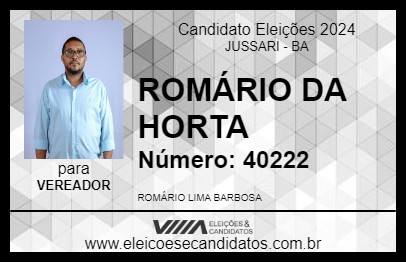 Candidato ROMÁRIO DA HORTA 2024 - JUSSARI - Eleições